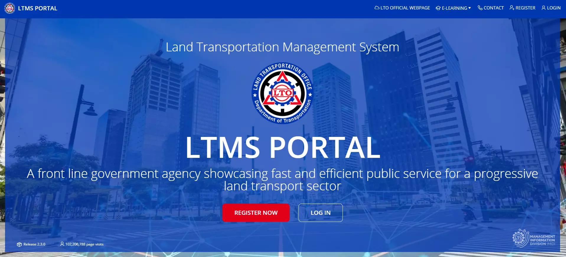 LTO Website interface