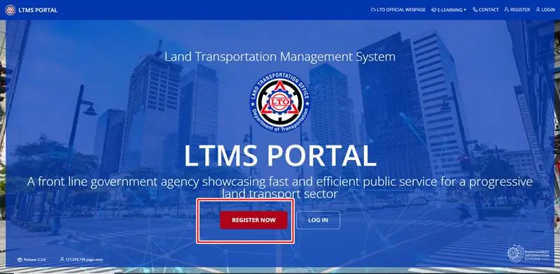 LTMS portal page click register