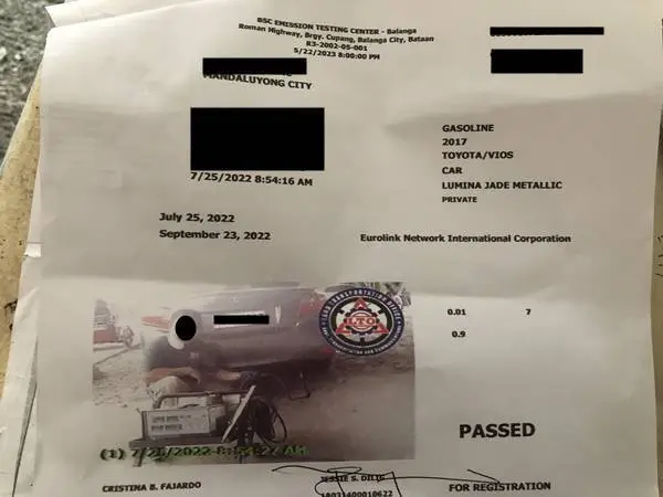 Certificate of Emission Compliance